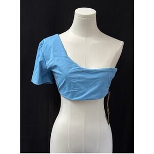 FP Toast Swim One Shoulder Crop Bikini Top Sky Blue Sz Sm